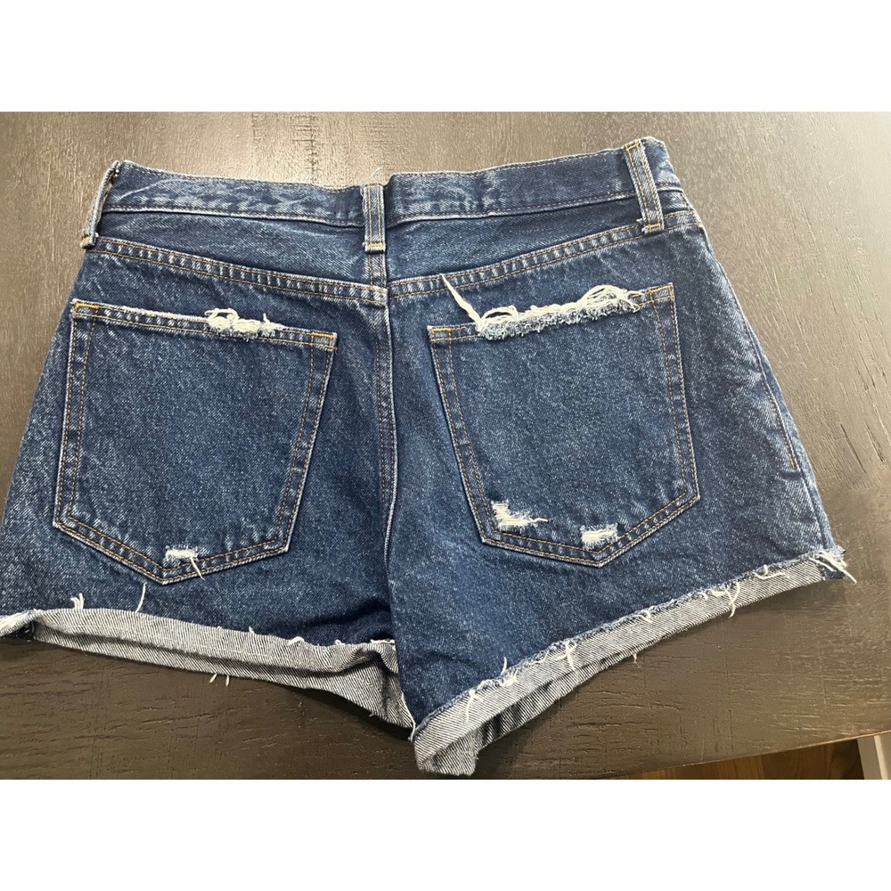 Abercrombie Fitch Annie High‎ Rise Short Denim Raw Hem Blue Womens Size 6 - Picture 7 of 7